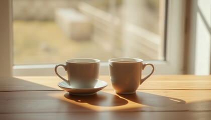 Two Coffee Cups Symbolizing Love And Togetherness