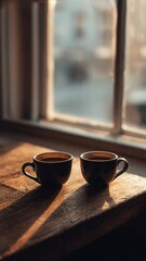 Two Coffee Cups Symbolizing Love And Togetherness