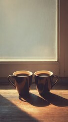 Two Coffee Cups Symbolizing Love And Togetherness