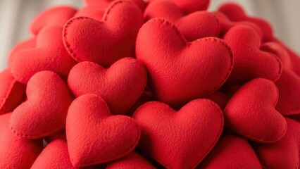 Fototapeta premium Collection of red heart shaped pillows