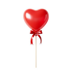 Red Heart Shape Balloon with Ribbon Bow, Clean Cut-out Detail