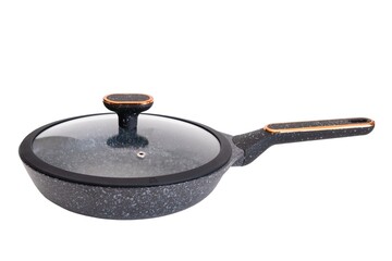 Frying pan with lid isolate on white background