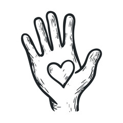 Obraz premium Hand with heart symbol for love and compassion design concept