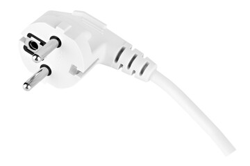 white electric plug isolated on white background.