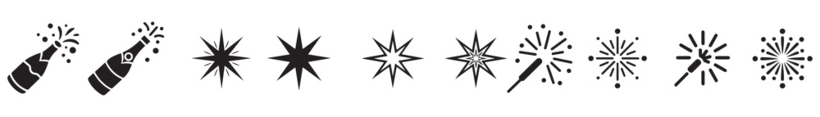 Obraz premium Festive Icon Sequence from Party Poppers to Snowflakes – Celebration to Winter Transition Design