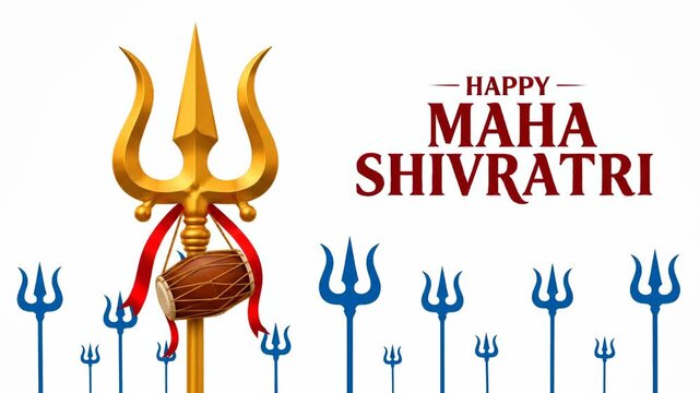 Golden Trishul Maha Shivratri Festival Banner Design Background