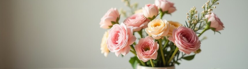 Vase with pink and yellow flowers in it