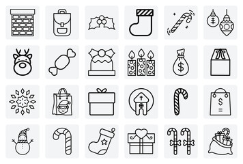Naklejka premium Classic Christmas And Winter Elements – Snowmen, Reindeer, Candy Canes, And Mistletoe For Diverse Holiday-Themed Projects