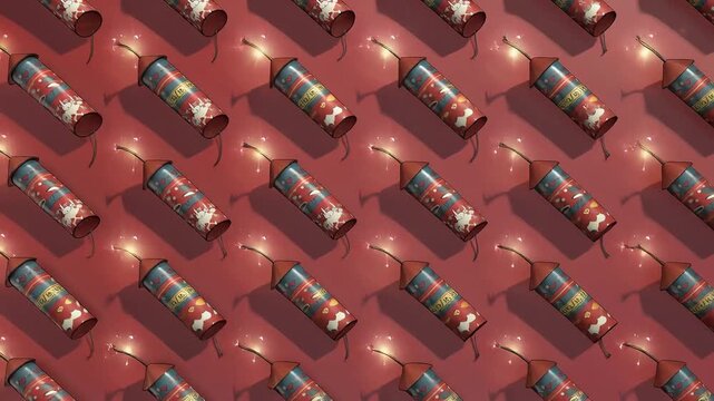 Rows of Bullets on Red Background.