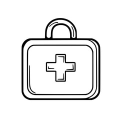 Fototapeta premium Emergency Ready: Minimalist First Aid Kit Line Art | Clean, isolated vector art for creative projects.