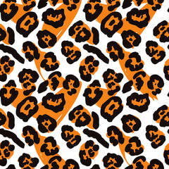 Bold leopard skin pattern with orange and black spots, PNG alpha channel isolated subject