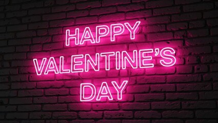 Fototapeta premium Happy valentine's day neon sign