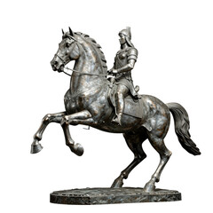 Obraz premium Bronze Statue of Armored Rider on Rearing Horse