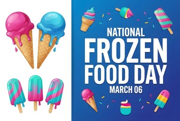 National Frozen Food Day Greeting Background Illustrations for March 06