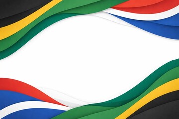 Abstract South Africa Flag Color Waves Background with Smooth Paper Cut Layers, Modern Curved Shape Design, Clean White Copy Space
