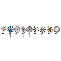 Collection of Colorful Decorative Garden Wind Spinners, Transparency