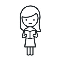 Obraz premium Cheerful girl reading a book with joy and curiosity