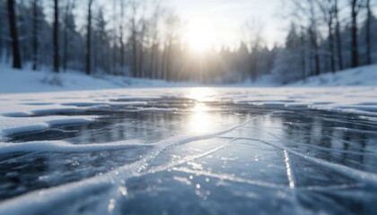 Frozen Pond Sunrise Light