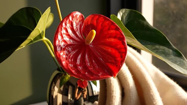 Elegant Anthurium Still Life Captures Light and Shadow for Decorative Applications