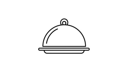 Fototapeta premium Simple line art of a covered serving dish, Generative AI.