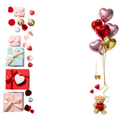 Birthday and Love Gift Border Elements Set, Background Removal