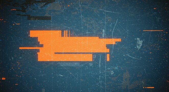 Abstract orange geometric shapes on textured blue background - Powered by Adobe