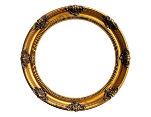 Fototapeta premium Ornate gold-toned circular picture frame with intricate decorative elements