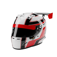 Professional Racing Helmet with Red and Black Stripes, Cut-out
