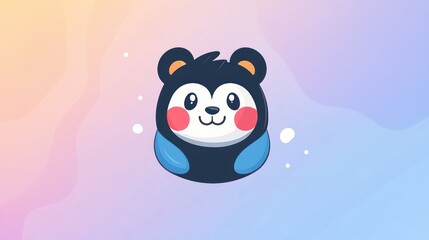 Cute cartoon bear, soft colors, abstract background, digital art, social media, kids, children's illustration