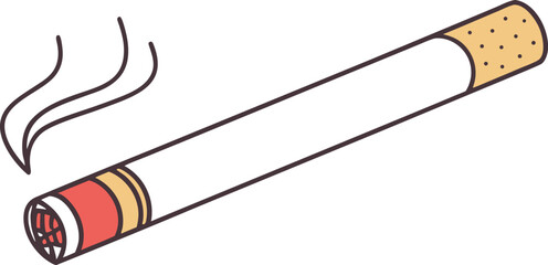 Cigarette Smoking Illustration. Tobacco Cigarette Illustration. Burning Cigarette Concept Illustration. Cigarette With Smoke Illustration. Cigarette Addiction Concept Illustration. Tobacco Smoking