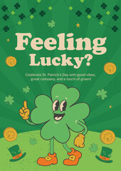 Fototapeta premium Feeling Lucky St. Patrick's Day Poster Template in Vintage Mascot Style