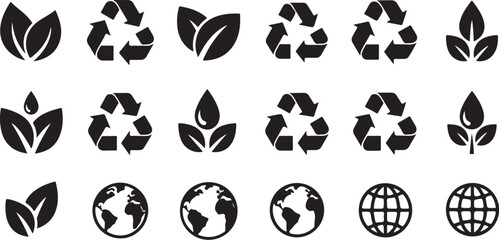 Eco Friendly Recycling Symbols and Icons for Green Earth