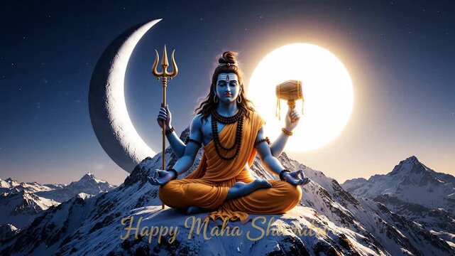 Happy Maha Shivratri Lord Shiva Meditation on Mount Kailash