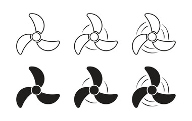 Ventilation and Cooling Fan Speed Icon Set with Motion Lines