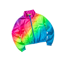 Rainbow gradient zip-up windbreaker jacket, background removal cut-out