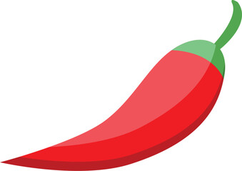 Single red hot chili pepper isolated on white background, representing spicy food, mexican cuisine and hot flavor