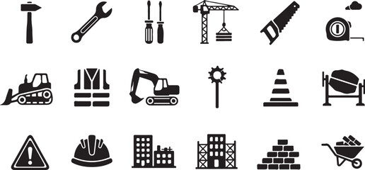 Obraz premium A collection of construction tools and equipment icons