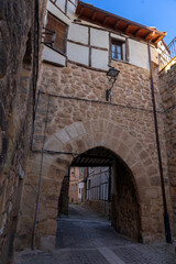 Fototapeta premium Beautiful village of Poza de la Sal, Burgos, Castilla y Leon, Spain, with its half-timbered houses.