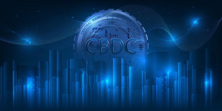 World money innovation with CBDC central bank digital currency coins for financial and investment business background.Vector illustrations.