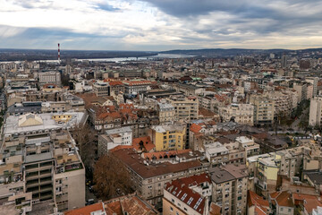 Belgrade, Serbia - January 02, 2026: High angle view of Belgrade, capital of Serbia.