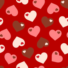 Seamless Valentine Heart Pattern in Red, Pink, and Brown