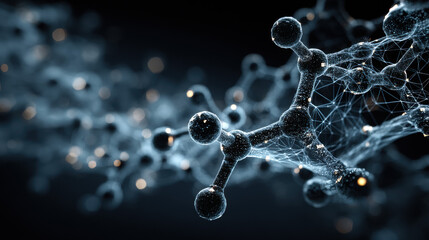 Detailed molecular structure and chemical bonds visualization showcasing innovative science, modern research, and advanced technology in molecular chemistry and scientific visualization