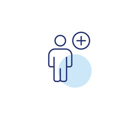 User added, paid membership. Person and plus. Pixel perfect, editable stroke vector icon