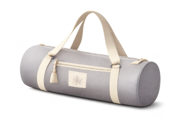 Elegant Gray Duffle Bag on transparent background for Gym and Traveling