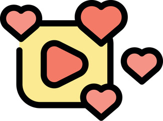 Play button icon receiving likes and positive feedback, symbolizing engagement and appreciation for online content