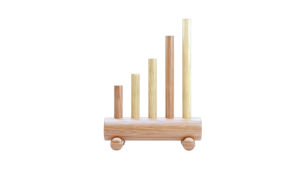 Wooden toy resembling a bar chart on wheels