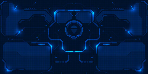 Abstract blue futuristic digital background with hi tech digital circuits frame and panel for advertising and game graphic artwork.Vector illustrations. © Alleachday
