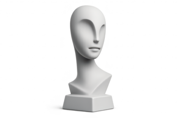 White mannequin head isolated on transparent background for design