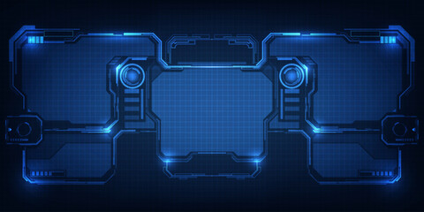 Abstract blue futuristic digital background with hi tech digital circuits frame and panel for advertising and game graphic artwork.Vector illustrations. © Alleachday