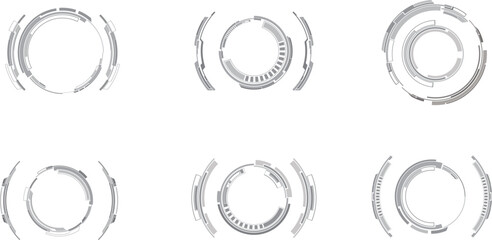 Vector illustrations of set of head up display,User interface for game and digital technology background.